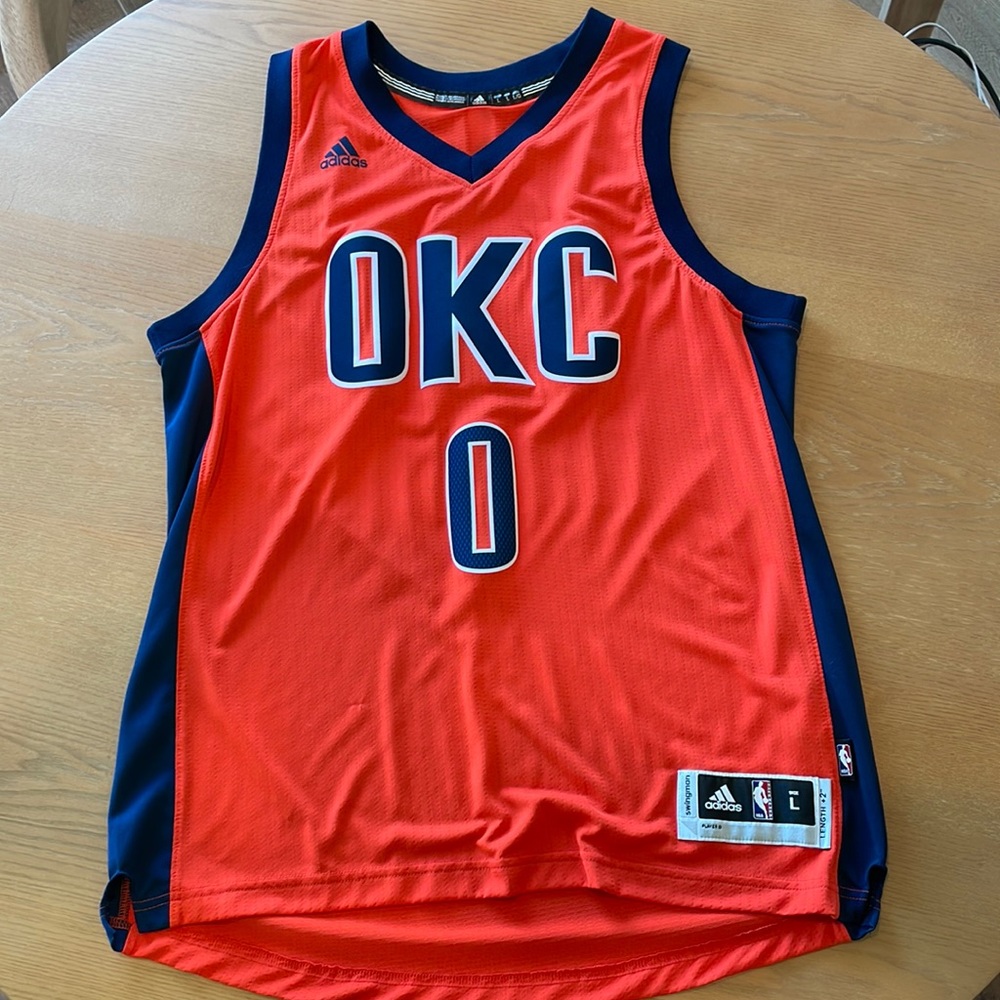 Russell Westbrook OKC Adidas Swingman orange jersey Large
